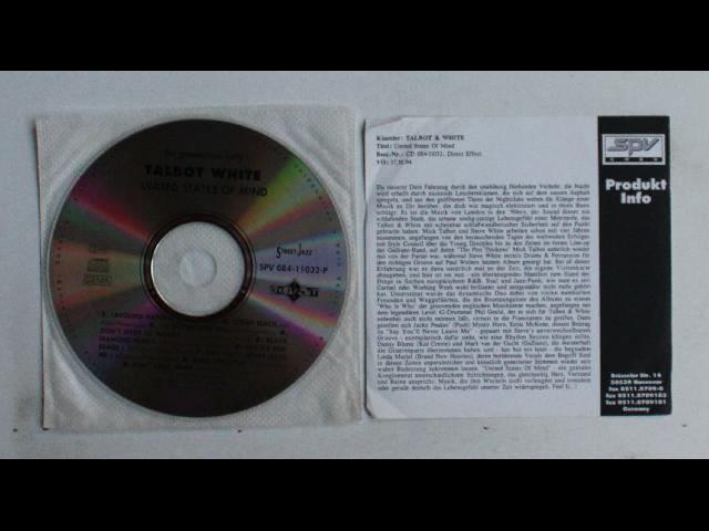 Talbot & White United States Of Mind GER Adv CD 1994 + Insert! Mick Talbot