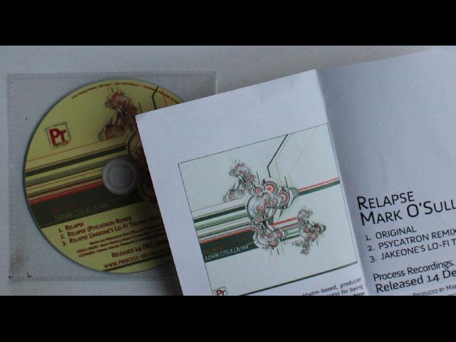 Mark O'Sullivan Relapse UK Adv CDR Single 2009 + Insert Techno